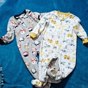 Kids 2 One Piece  Vehicle&Snowman Print